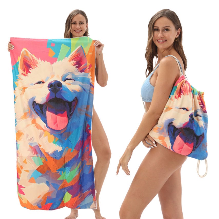 BAG038 Beach towel drawstring bag