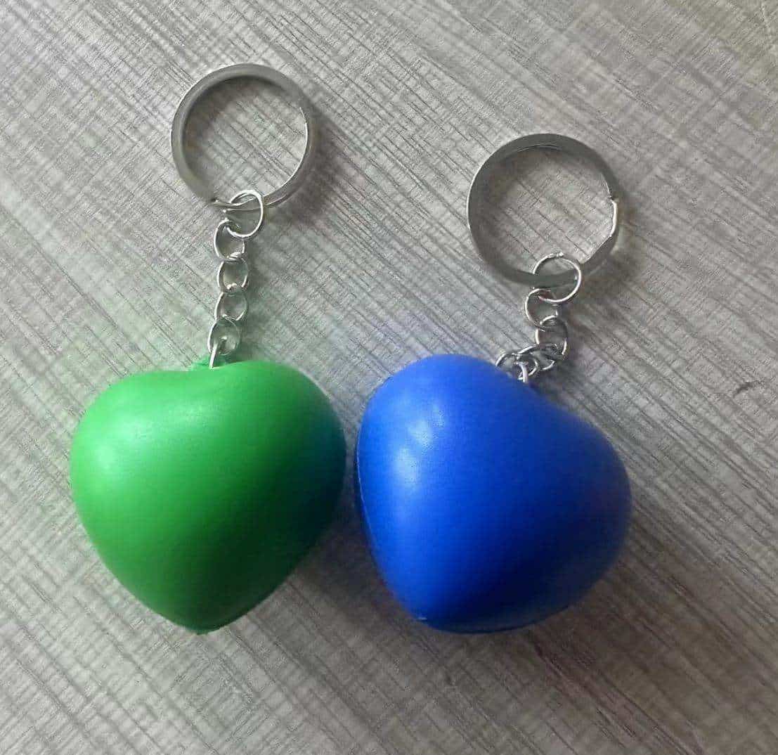 KCH028 Heart shape foam stress ball with keychain