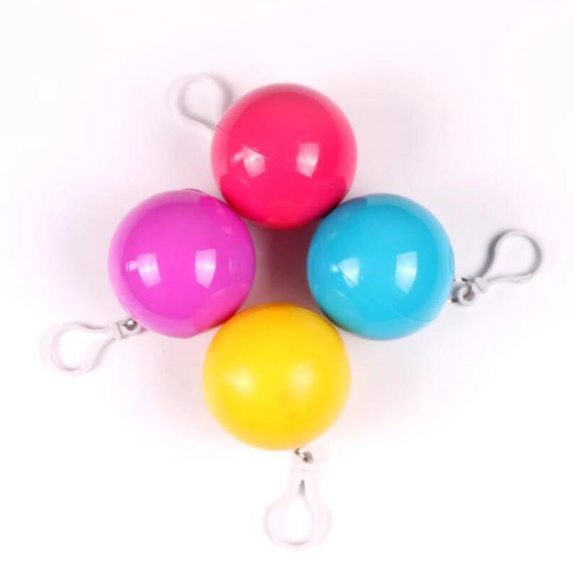 OUT034 Key Chain Plastic Ball with Disposable Poncho